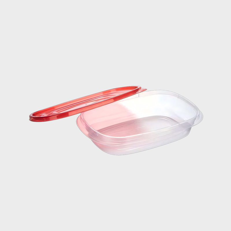PFB017 950ml Bộ hộp đựng nông sản và thực phẩm hình chữ nhật PP nông có nắp màu đỏ