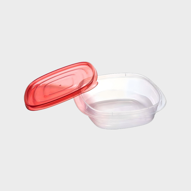 PFB018 Bộ hộp đựng nông sản và thực phẩm PP vuông dung tích siêu nhỏ 650ml có nắp màu đỏ