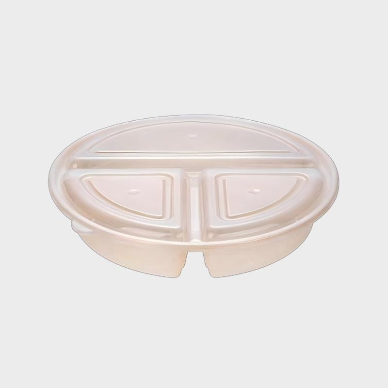 PFK004 900ml Bộ hộp đựng thức ăn dùng một lần bằng nhựa PP trong suốt 3 ngăn 900ml có nắp